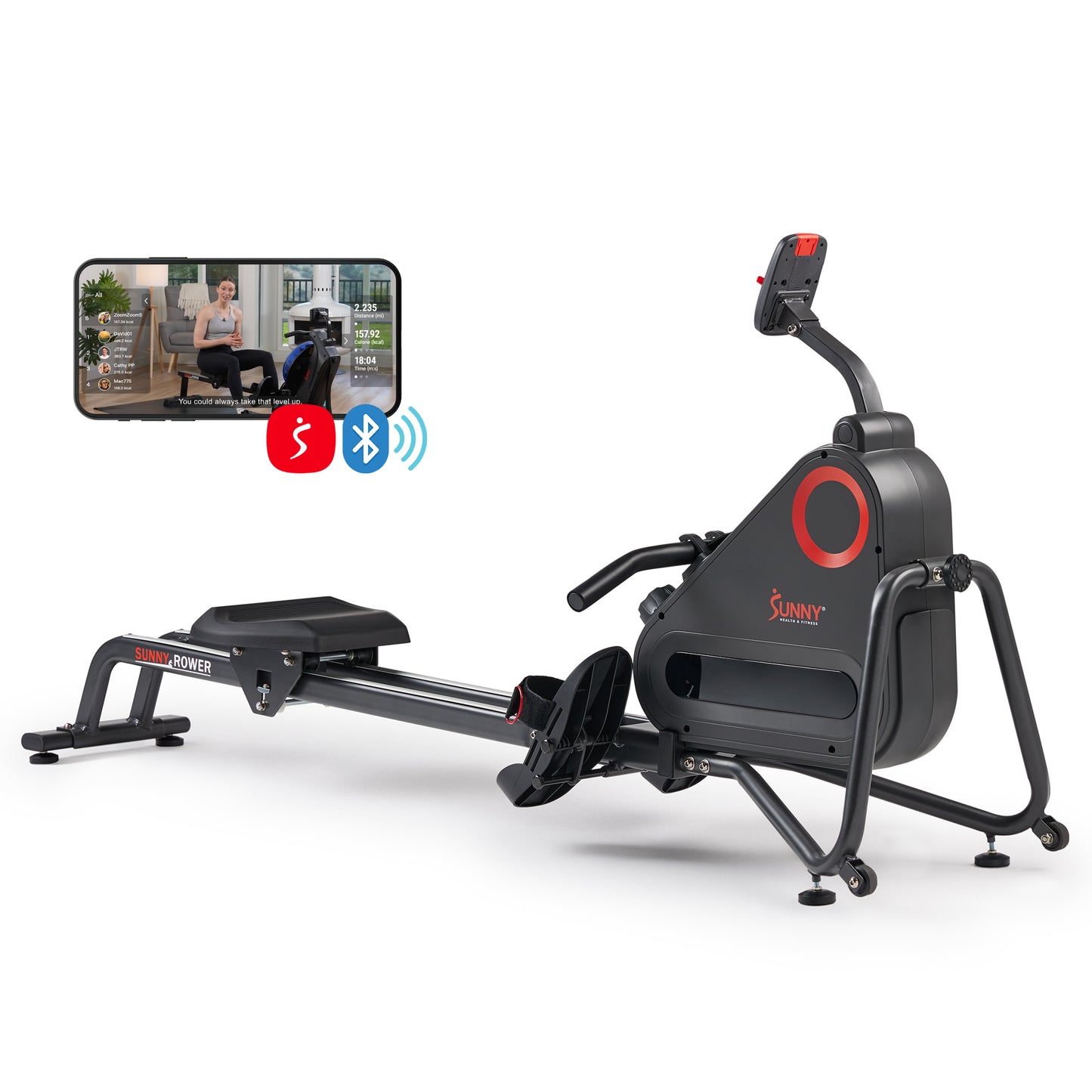 Premium Smart Ultra Quiet Dual Slide Rail Magnetic Rowing Machine
