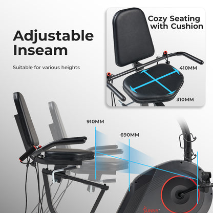 16-Level Smart Magnetic Resistance Recumbent Bike