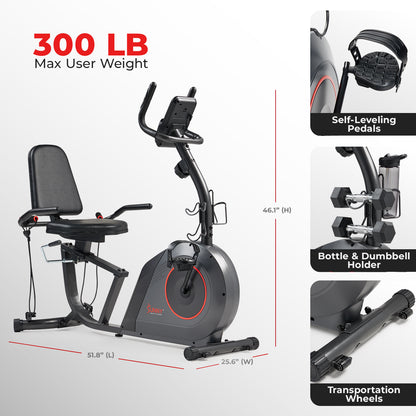 16-Level Smart Magnetic Resistance Recumbent Bike