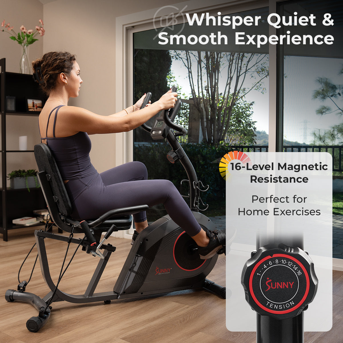 16-Level Smart Magnetic Resistance Recumbent Bike