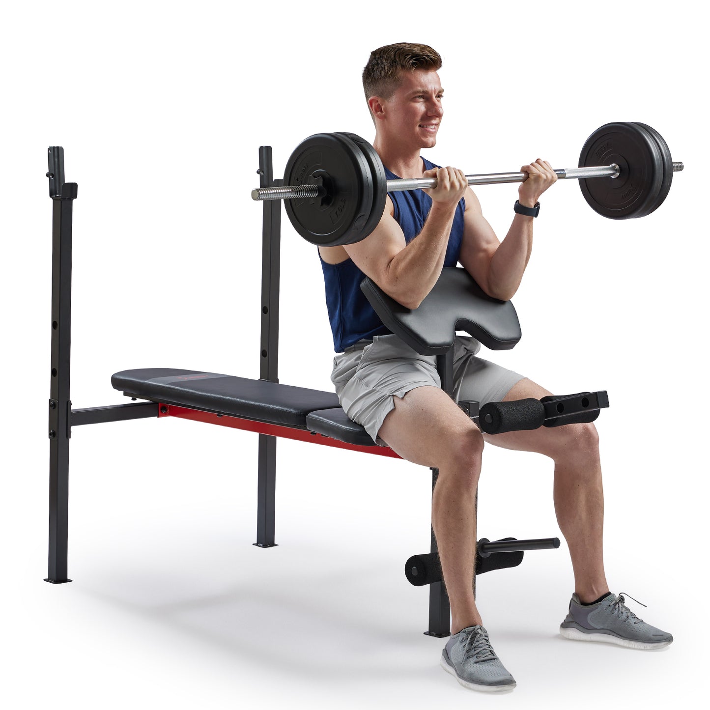 Adjustable Standard Incline Weight Bench With Leg Developer and Preacher Curl Attachment